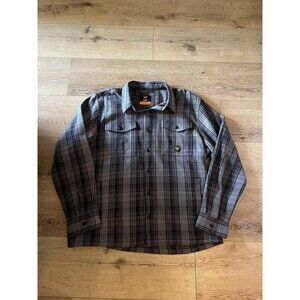 Hawx Gray Plaid Cotton Long Sleeve Workwear Shirt Button Up Men’s Size 2XL